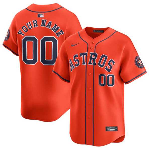 Men%27s Houston Astros Customized Orange 2024 Alternate Limited Stitched Baseball Jersey->customized mlb jersey->Custom Jersey